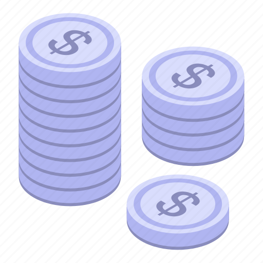 Business, cartoon, coins, isometric, shopping, silver, stack icon - Download on Iconfinder
