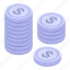 business, cartoon, coins, isometric, shopping, silver, stack 