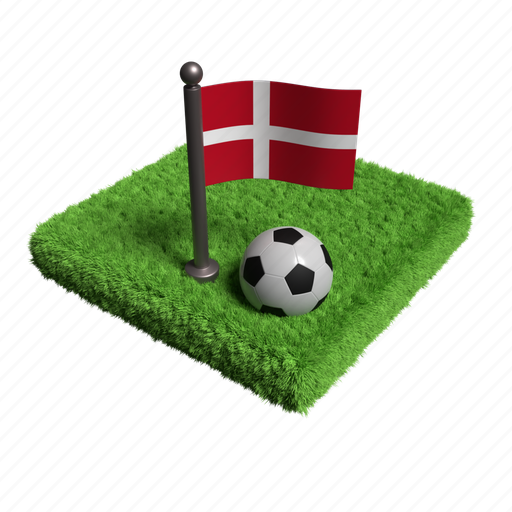 Denmark, football, soccer, sport, flag, game, play 3D illustration - Download on Iconfinder