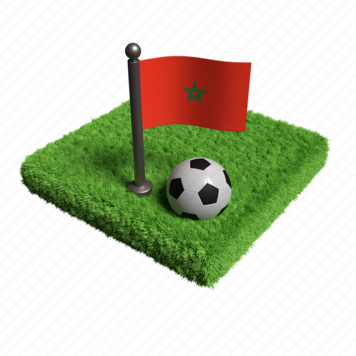 Morocco, football, soccer, sport, game, play, flag 3D illustration - Download on Iconfinder
