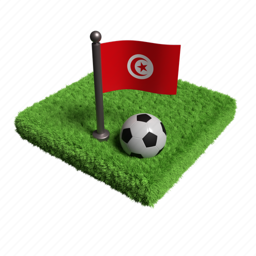 Tunisia, football, soccer, sport, game, play, flag 3D illustration - Download on Iconfinder