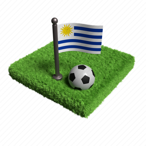 Uruguay, football, soccer, sport, game, play, flag 3D illustration - Download on Iconfinder