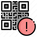 warning, attention, qr, code, exclamation, marks, critical