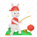 rabbit, chinese new year, lantern, bunny, walking, chinese gold, chinese lantern, 3d rabbit 