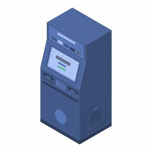 Atm, business, cartoon, cash, hand, isometric, person icon - Download on Iconfinder