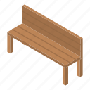 bench, cartoon, isometric, summer, tree, vintage, wood