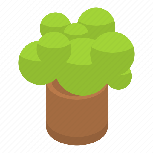 Bush, cartoon, floral, flower, isometric, pot, tree icon - Download on Iconfinder