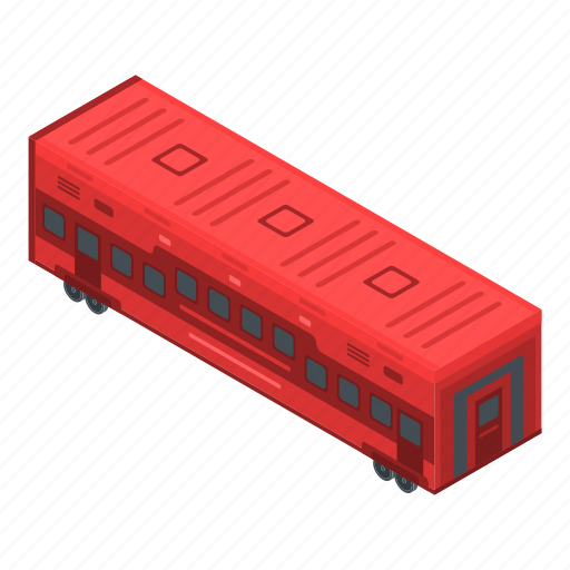 Car, cartoon, isometric, red, retro, train, wagon icon - Download on Iconfinder