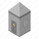 box, cartoon, construction, electrical, isometric, station, technology