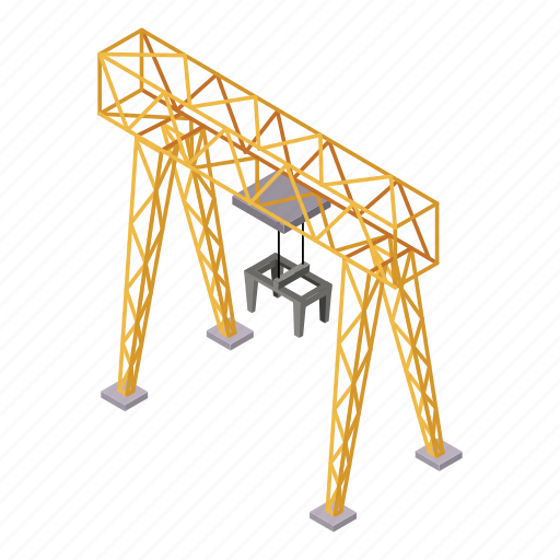 Railway, construction, crane, isometric icon - Download on Iconfinder