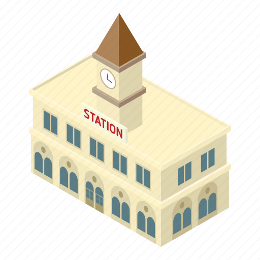 Railway, station, building, isometric icon - Download on Iconfinder