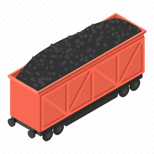 Coal, full, wagon, isometric icon - Download on Iconfinder