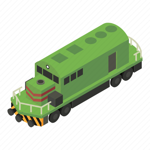 Green, diesel, train, isometric icon - Download on Iconfinder