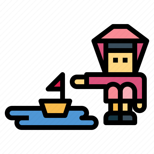 Boat, child, kids, puddle icon - Download on Iconfinder