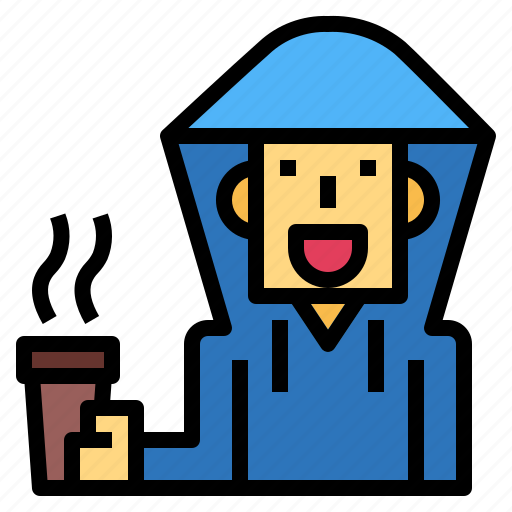 Coffee, man, raincoat, rainy icon - Download on Iconfinder