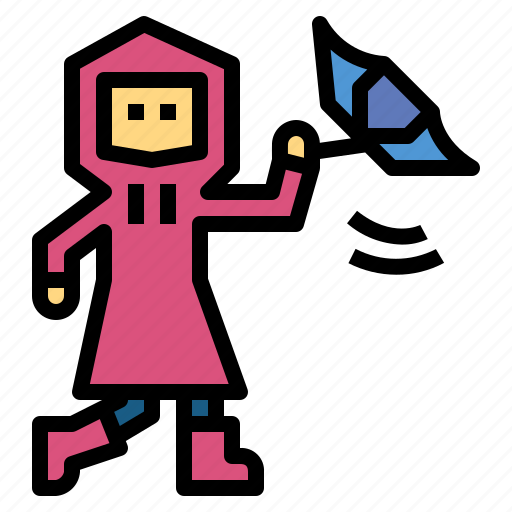 Raincoat, stomy, storm, woman icon - Download on Iconfinder