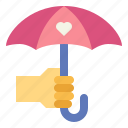 hand, heart, protection, umbrella