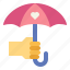 hand, heart, protection, umbrella 