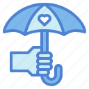 hand, heart, protection, umbrella