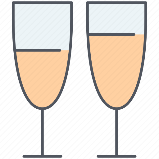 Glasses, alcohol, celebration, champagne, drinks, party, romantic icon - Download on Iconfinder