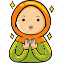 muslim, woman, praying, islamic, background, celebration, mubarak, vector, ramadan