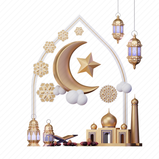 Ramadan, composition, islam, muslim, religion, mosque, islamic 3D illustration - Download on Iconfinder