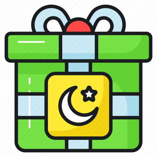 Gift, box, ramadan, eid al fitr, crescent, moon, star icon - Download on Iconfinder