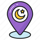 location, pin, moon, placeholder, ramadan, direction, islamic