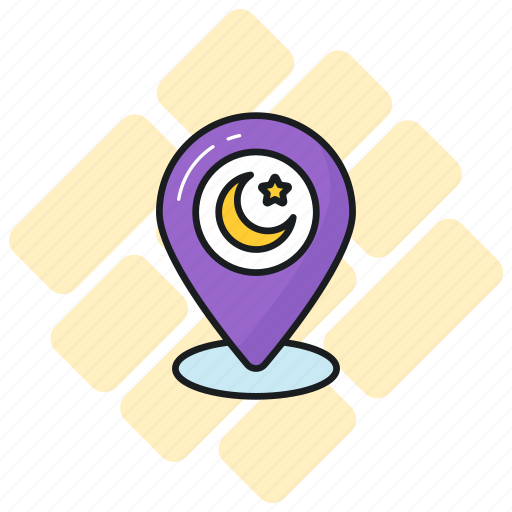 Location, pin, moon, placeholder, ramadan, direction, islamic icon - Download on Iconfinder