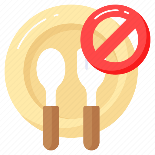 Fasting, ramadan, food, utensils, forbidden, restrict, stop icon - Download on Iconfinder
