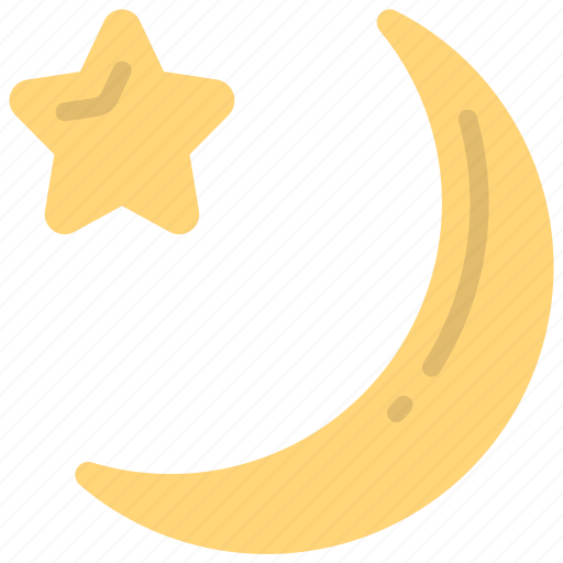 Cresent, moon, with, star, night, time icon - Download on Iconfinder