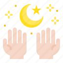 abrahamic, hand, islam, moon, ramadan, religion, salat