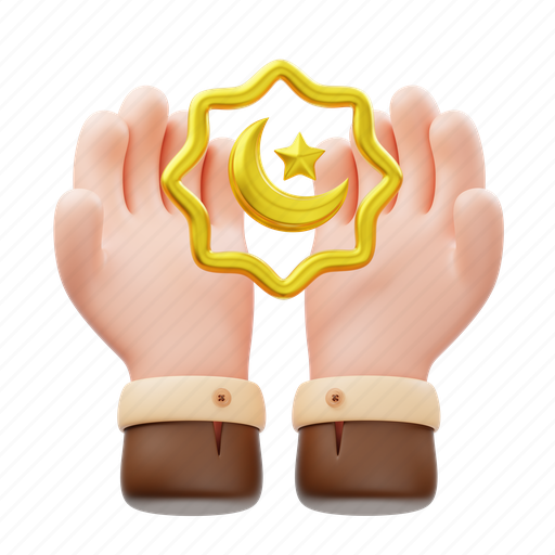 Hand, crescent, moon, gesture, fingers, hand gesture, ramadan 3D illustration - Download on Iconfinder