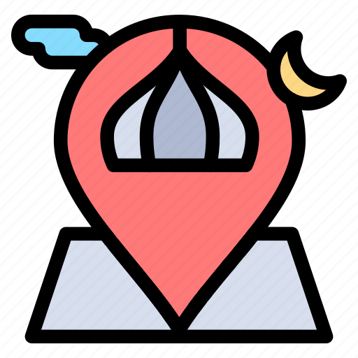 Location, map, masjid, moon, mosque icon - Download on Iconfinder