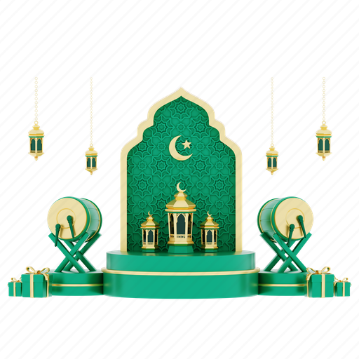 Ramadan, illustration, religion, muslim, lantern, gift, drum 3D illustration - Download on Iconfinder