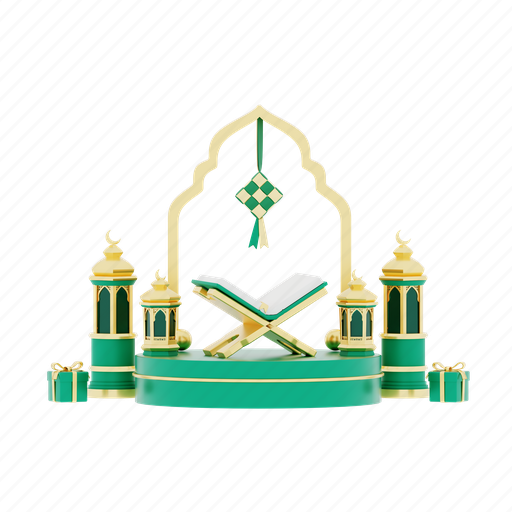 Ramadan, illustration, quran, lantern, muslim, islam, religion 3D illustration - Download on Iconfinder