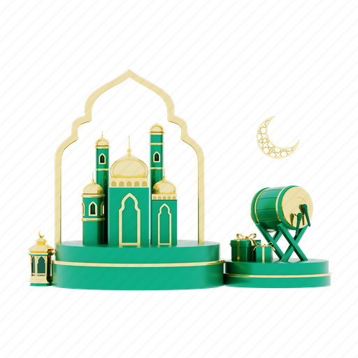 Ramadan, illustration, mosque, decoration, drum, lantern, muslim 3D illustration - Download on Iconfinder