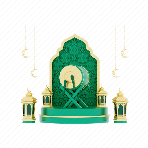 Ramadan, illustration, drum, background, islam, religion, lantern 3D illustration - Download on Iconfinder