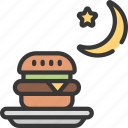 eat, at, night, time, food, moon