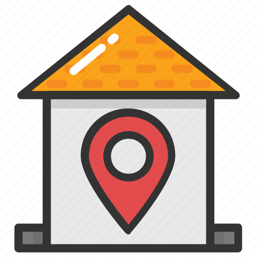 Home location, house map pin, house pointer, map pointer house, residential place icon - Download on Iconfinder