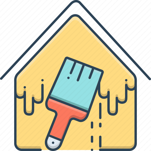 Brush, home, house, painting, painting and renovation, renovation icon - Download on Iconfinder