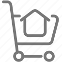 cart, house, shopping, trolley