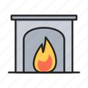 fireplace, flame, furniture