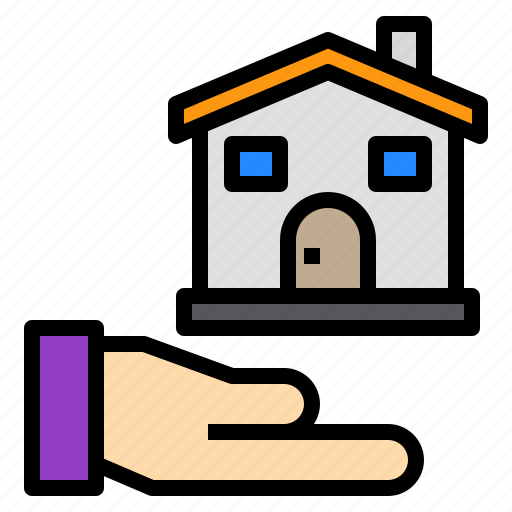 Building, estate, hand, home, house icon - Download on Iconfinder