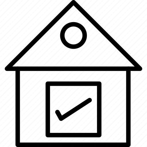 Check mark, home construction, house, house checked, real estate icon - Download on Iconfinder
