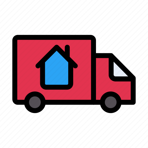 House, realestate, delivery, truck, ad icon - Download on Iconfinder