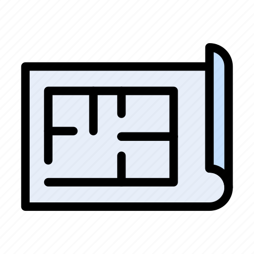 Realestate, blueprint, map, building, construction icon - Download on Iconfinder