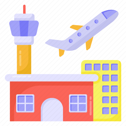 Airfield, airport, aerodrome, airstrip, airplane terminal icon - Download on Iconfinder