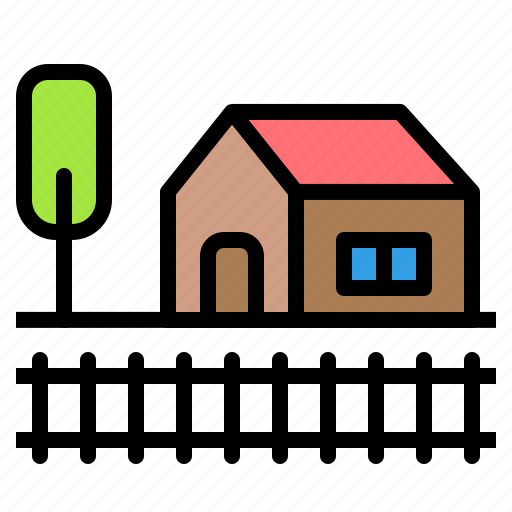 Residential, architecture, building, fence, home, house, housing icon - Download on Iconfinder