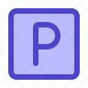 parking, car, park, sign, letter, p